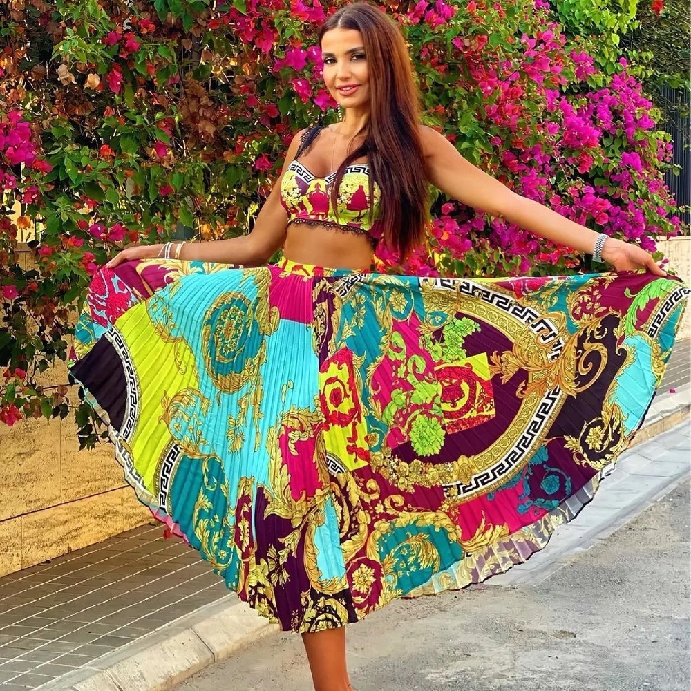Baroque Versace Style Skirt and Top Set